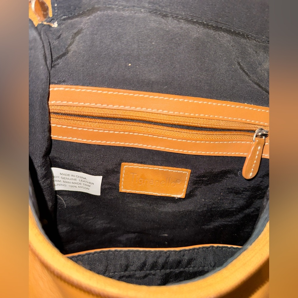 Tignanello Tan Leather Backpack Bag - Picture 3 of 5